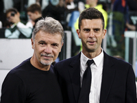 Lazio coach Marco Baroni and Juventus coach Thiago Motta pose for a photograph before the Serie A football match number 8, Juventus versus L...