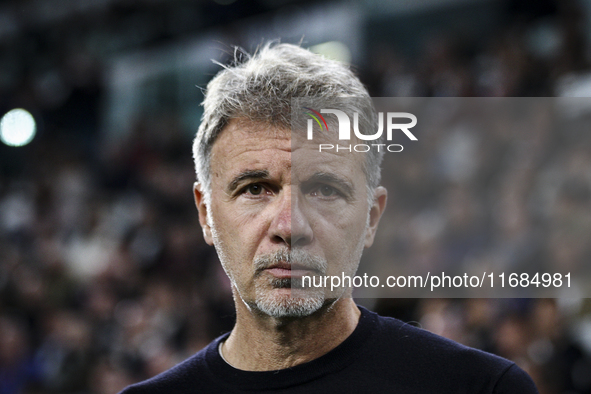 Lazio coach Marco Baroni poses for a photograph before the Serie A football match number 8, Juventus versus Lazio, at the Allianz Stadium in...