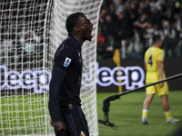 Juventus midfielder Timothy Weah (22) celebrates during the Serie A football match number 8, Juventus versus Lazio, at the Allianz Stadium i...