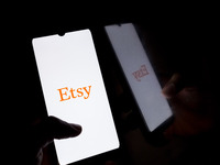 The Etsy logo displays on a smartphone screen in Athens, Greece, on October 20, 2024. (