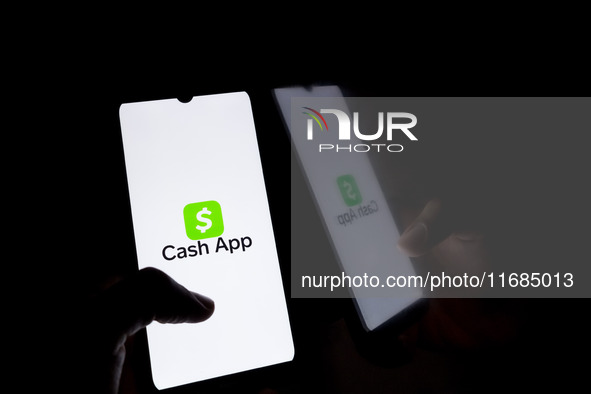 The Cash App logo displays on a smartphone screen in Athens, Greece, on October 20, 2024. 