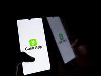 The Cash App logo displays on a smartphone screen in Athens, Greece, on October 20, 2024. (