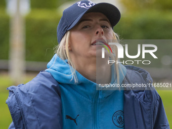 Chloe Kelly #9 of Manchester City W.F.C. arrives at the Joie Stadium during the Barclays FA Women's Super League match between Manchester Ci...