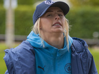 Chloe Kelly #9 of Manchester City W.F.C. arrives at the Joie Stadium during the Barclays FA Women's Super League match between Manchester Ci...