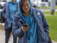 Ayaka Yamashita #31 (GK) of Manchester City W.F.C. arrives at the Joie Stadium during the Barclays FA Women's Super League match between Man...