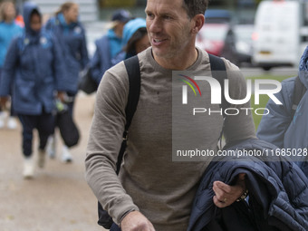 Manchester City W.F.C. manager Gareth Taylor arrives at the Joie Stadium during the Barclays FA Women's Super League match between Mancheste...