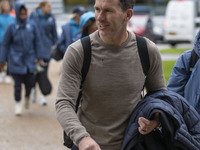 Manchester City W.F.C. manager Gareth Taylor arrives at the Joie Stadium during the Barclays FA Women's Super League match between Mancheste...