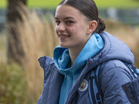 Lily Murphy #46 of Manchester City W.F.C. arrives at the Joie Stadium during the Barclays FA Women's Super League match between Manchester C...