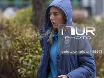 Alex Greenwood #5 of Manchester City W.F.C. arrives at the Joie Stadium during the Barclays FA Women's Super League match between Manchester...