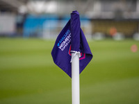 The WSL Manchester City corner flag is present during the Barclays FA Women's Super League match between Manchester City and Aston Villa at...