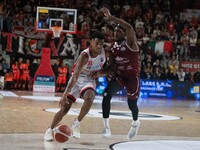 Jaylen Hands of Openjobmetis Varese and Langston Galloway of Trapani Shark participate in the LBA Italy Championship match between Openjobme...