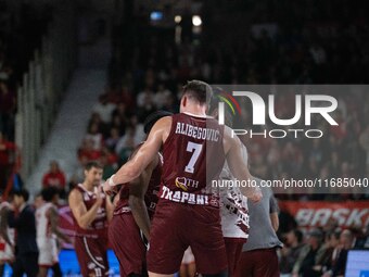 Amar Alibegovic of Trapani Shark plays during the LBA Italy Championship match between Openjobmetis Varese and Trapani Shark in Varese, Ital...