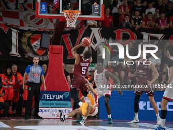 Justin Robinson of Trapani Shark plays during the LBA Italy Championship match between Openjobmetis Varese and Trapani Shark in Varese, Ital...