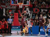 Justin Robinson of Trapani Shark plays during the LBA Italy Championship match between Openjobmetis Varese and Trapani Shark in Varese, Ital...