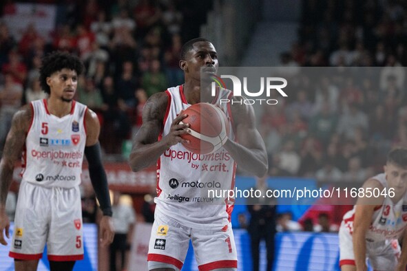 Jordan Harris plays for Openjobmetis Varese during the LBA Italy Championship match between Openjobmetis Varese and Trapani Shark in Varese,...