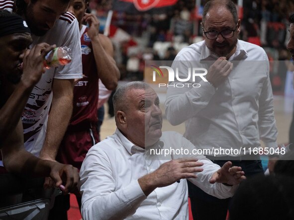 Head Coach Jasmin Repesa of Trapani Shark participates in the LBA Italy Championship match between Openjobmetis Varese and Trapani Shark in...