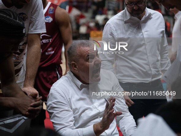 Head Coach Jasmin Repesa of Trapani Shark participates in the LBA Italy Championship match between Openjobmetis Varese and Trapani Shark in...