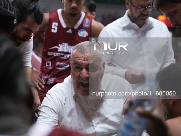 Head Coach Jasmin Repesa of Trapani Shark participates in the LBA Italy Championship match between Openjobmetis Varese and Trapani Shark in...