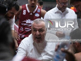 Head Coach Jasmin Repesa of Trapani Shark participates in the LBA Italy Championship match between Openjobmetis Varese and Trapani Shark in...