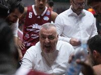 Head Coach Jasmin Repesa of Trapani Shark participates in the LBA Italy Championship match between Openjobmetis Varese and Trapani Shark in...