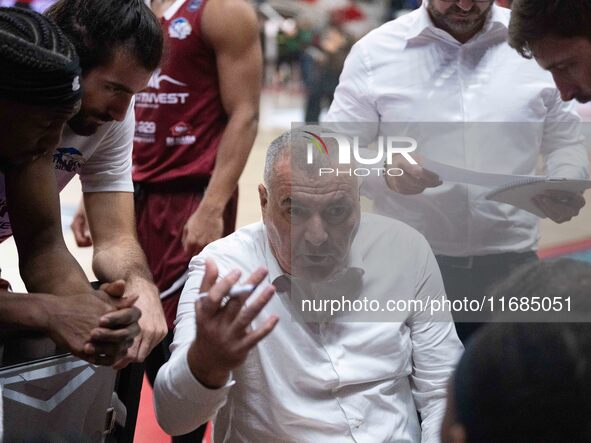 Head Coach Jasmin Repesa of Trapani Shark participates in the LBA Italy Championship match between Openjobmetis Varese and Trapani Shark in...