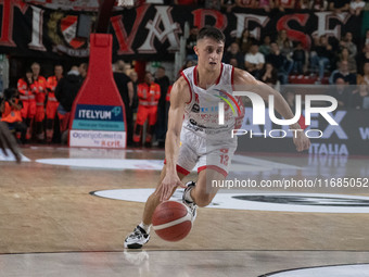 Matteo Librizzi of Openjobmetis Varese participates in the LBA Italy Championship match between Openjobmetis Varese and Trapani Shark in Var...