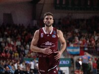 Riccardo Rossato of Trapani Shark plays during the LBA Italy Championship match between Openjobmetis Varese and Trapani Shark in Varese, Ita...