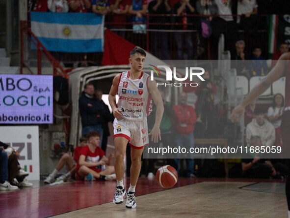 Matteo Librizzi of Openjobmetis Varese participates in the LBA Italy Championship match between Openjobmetis Varese and Trapani Shark in Var...