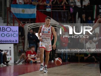 Matteo Librizzi of Openjobmetis Varese participates in the LBA Italy Championship match between Openjobmetis Varese and Trapani Shark in Var...