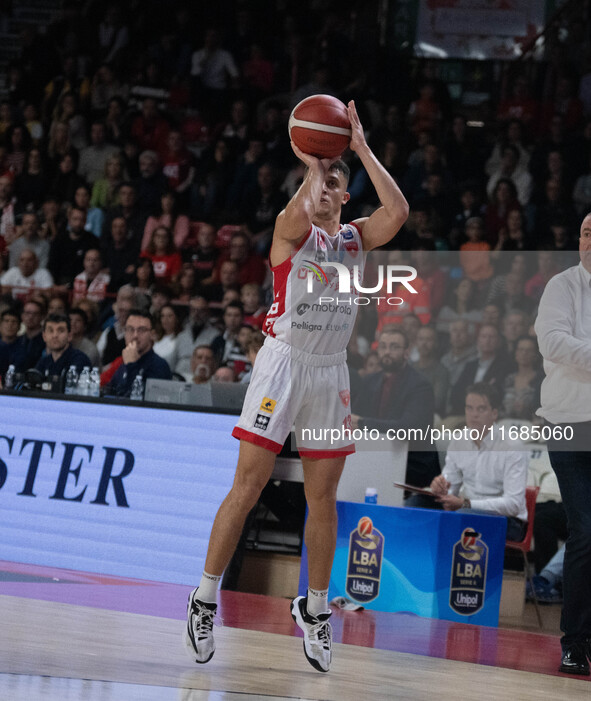 Matteo Librizzi of Openjobmetis Varese participates in the LBA Italy Championship match between Openjobmetis Varese and Trapani Shark in Var...