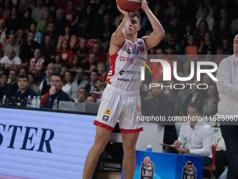 Matteo Librizzi of Openjobmetis Varese participates in the LBA Italy Championship match between Openjobmetis Varese and Trapani Shark in Var...