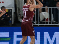 John Petrucelli of Trapani Shark plays during the LBA Italy Championship match between Openjobmetis Varese and Trapani Shark in Varese, Ital...