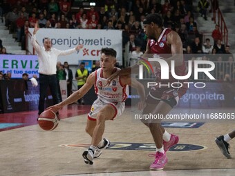 Matteo Librizzi of Openjobmetis Varese participates in the LBA Italy Championship match between Openjobmetis Varese and Trapani Shark in Var...