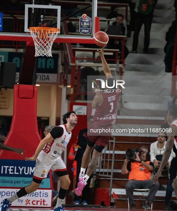 JD Notae of Trapani Shark participates in the LBA Italy Championship match between Openjobmetis Varese and Trapani Shark in Varese, Italy, o...