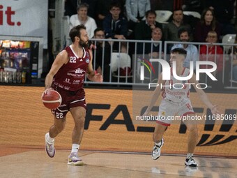 Stefano Gentile of Trapani Shark and Matteo Librizzi of Openjobmetis Varese compete during the LBA Italy Championship match between Openjobm...