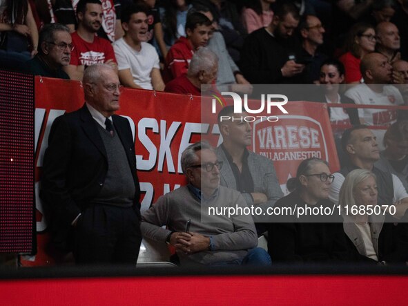 Toto Bulgheroni and Luis Scola are present during the LBA Italy Championship match between Openjobmetis Varese and Trapani Shark in Varese,...