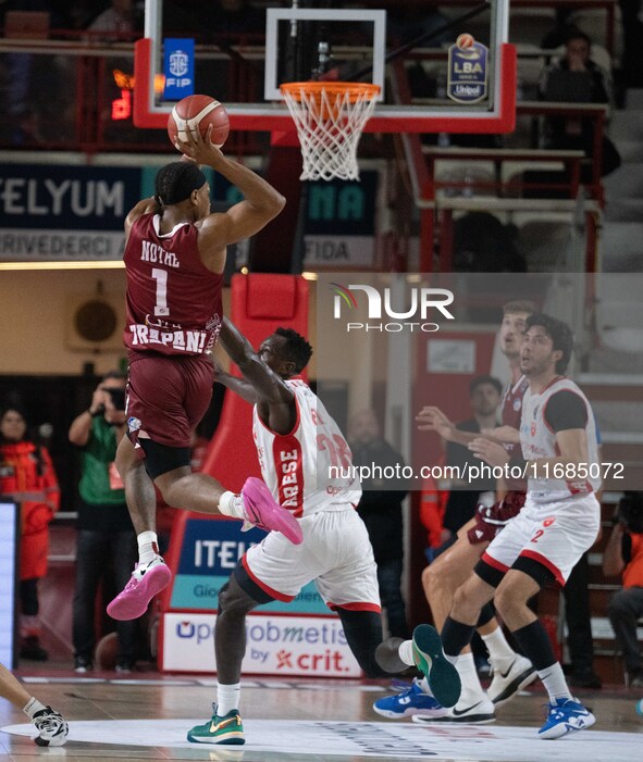 JD Notae of Trapani Shark participates in the LBA Italy Championship match between Openjobmetis Varese and Trapani Shark in Varese, Italy, o...