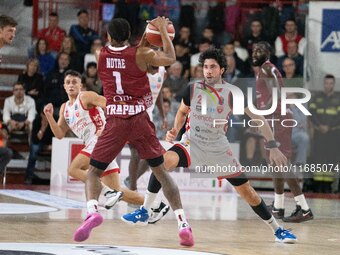 01 JD Notae of Trapani Shark and 02 Davide Alviti of Openjobmetis Varese compete during the LBA Italy Championship match between Openjobmeti...