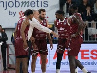 Head Coach Jasmin Repesa of Trapani Shark and Langston Galloway of Trapani Shark participate in the LBA Italy Championship match between Ope...