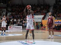 Jordan Harris plays for Openjobmetis Varese during the LBA Italy Championship match between Openjobmetis Varese and Trapani Shark in Varese,...