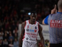 Jordan Harris plays for Openjobmetis Varese during the LBA Italy Championship match between Openjobmetis Varese and Trapani Shark in Varese,...