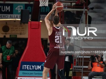 Tibor Pleiss of Trapani Shark plays during the LBA Italy Championship match between Openjobmetis Varese and Trapani Shark in Varese, Italy,...