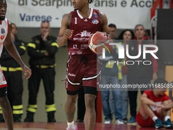 JD Notae of Trapani Shark participates in the LBA Italy Championship match between Openjobmetis Varese and Trapani Shark in Varese, Italy, o...