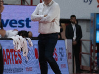 Head Coach Jasmin Repesa of Trapani Shark participates in the LBA Italy Championship match between Openjobmetis Varese and Trapani Shark in...