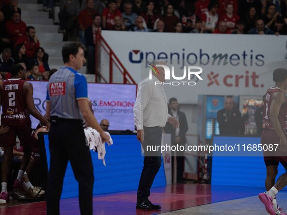 Head Coach Jasmin Repesa of Trapani Shark participates in the LBA Italy Championship match between Openjobmetis Varese and Trapani Shark in...