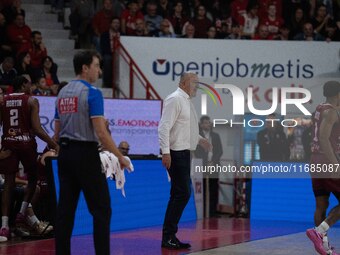 Head Coach Jasmin Repesa of Trapani Shark participates in the LBA Italy Championship match between Openjobmetis Varese and Trapani Shark in...