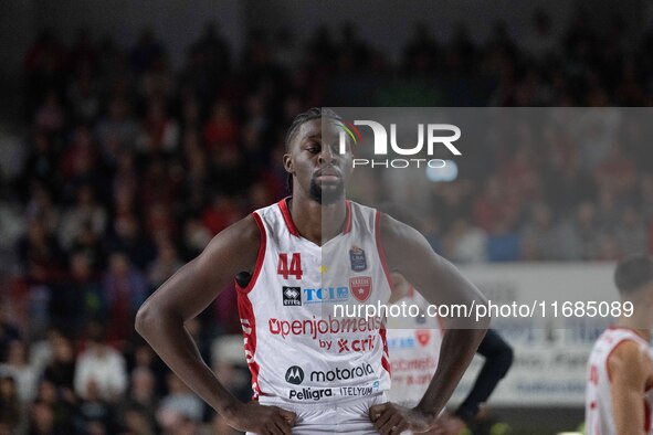 Gabe Brown of Openjobmetis Varese plays during the LBA Italy Championship match between Openjobmetis Varese and Trapani Shark in Varese, Ita...