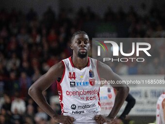 Gabe Brown of Openjobmetis Varese plays during the LBA Italy Championship match between Openjobmetis Varese and Trapani Shark in Varese, Ita...