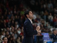 Head Coach Herman Mandole of Openjobmetis Varese participates in the LBA Italy Championship match between Openjobmetis Varese and Trapani Sh...