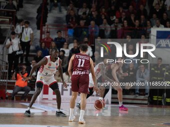 John Petrucelli of Trapani Shark plays during the LBA Italy Championship match between Openjobmetis Varese and Trapani Shark in Varese, Ital...